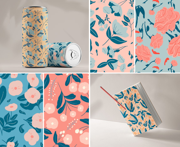 Motivos de flores ilustrados